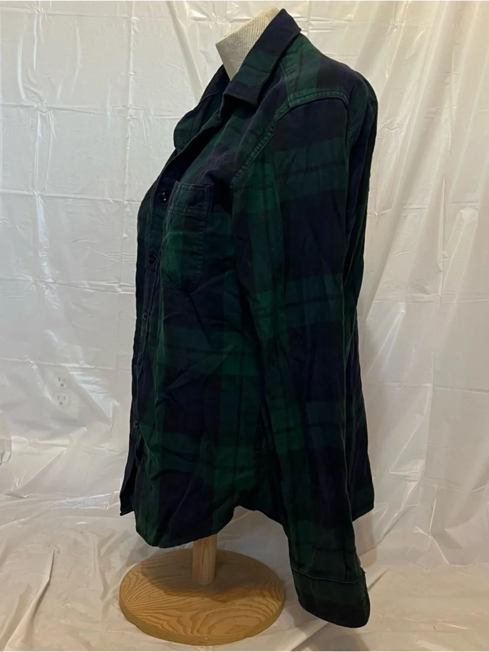 J.Crew Blackwatch Plaid Button‎ Down Shirt Medium Green Navy Flannel